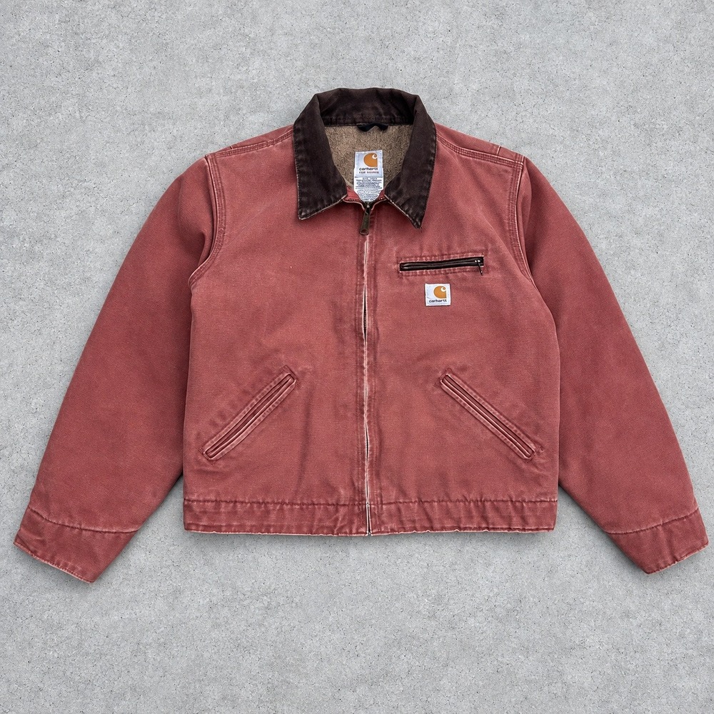 Carhartt Detroit Jacket WJ097 VRS Women Small Rose Red Faded Canvas Vintage Y2K